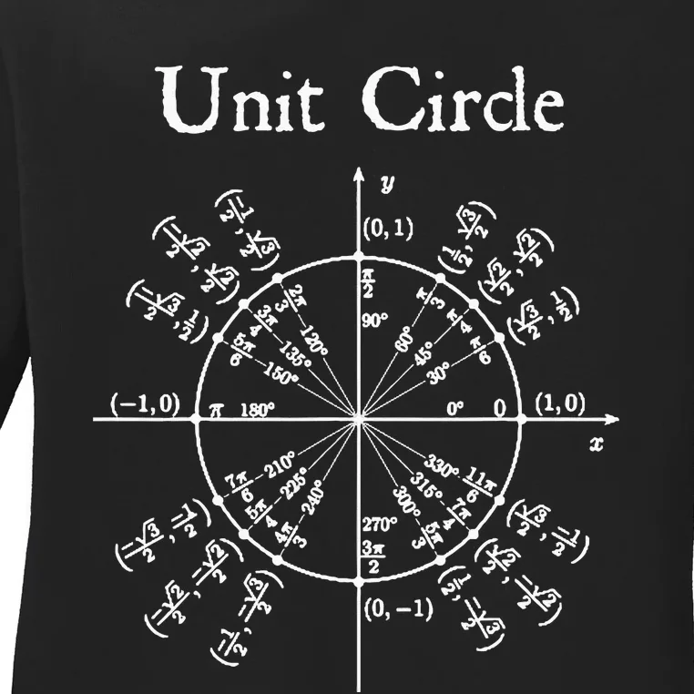 Nerdy Unit Circle Trigonometry Calculus Math Teacher Geek Ladies Long Sleeve Shirt