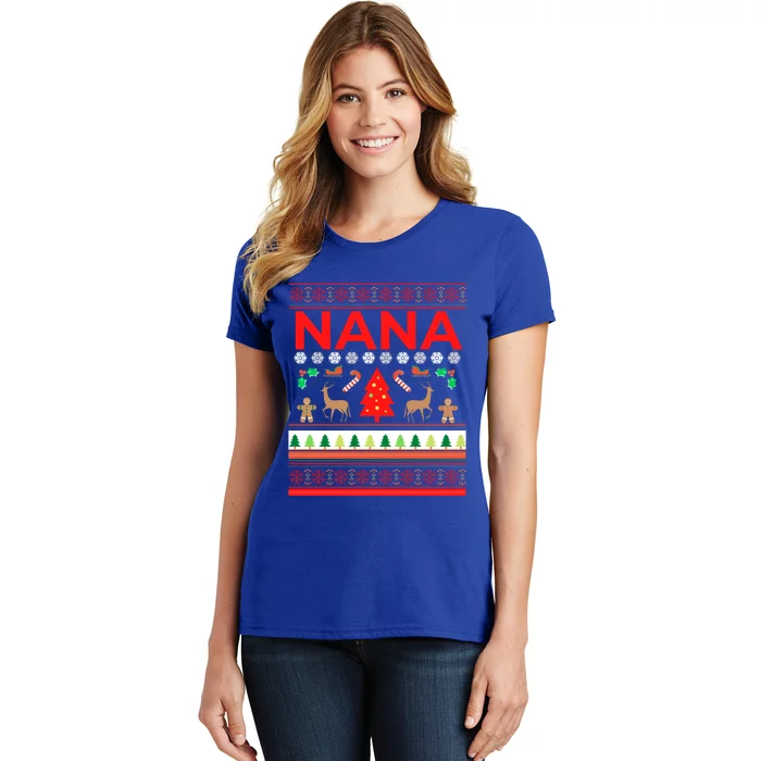 Nana Ugly Christmas Sweater Funny Grandma Xmas Sweaters Mom Funny Gift Women's T-Shirt