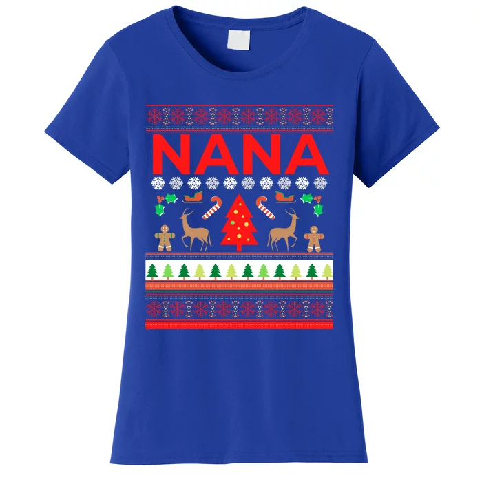 Nana Ugly Christmas Sweater Funny Grandma Xmas Sweaters Mom Funny Gift Women's T-Shirt