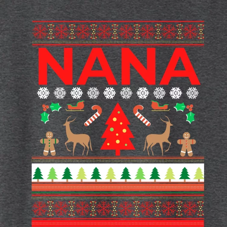 Nana Ugly Christmas Sweater Funny Grandma Xmas Sweaters Mom Funny Gift Women's Crop Top Tee