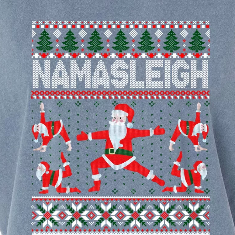 Namasleigh Ugly Christmas Sweater Meme Santa Claus Yoga Gift Garment-Dyed Women's Muscle Tee