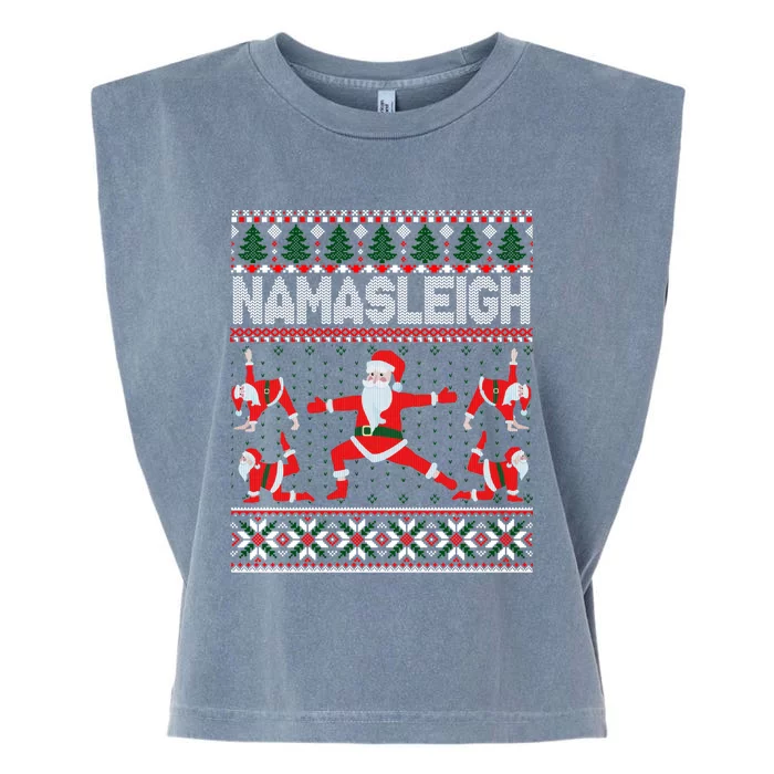 Namasleigh Ugly Christmas Sweater Meme Santa Claus Yoga Gift Garment-Dyed Women's Muscle Tee