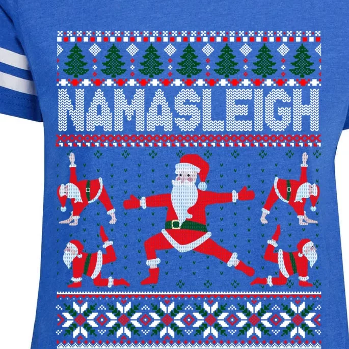 Namasleigh Ugly Christmas Sweater Meme Santa Claus Yoga Gift Enza Ladies Jersey Football T-Shirt