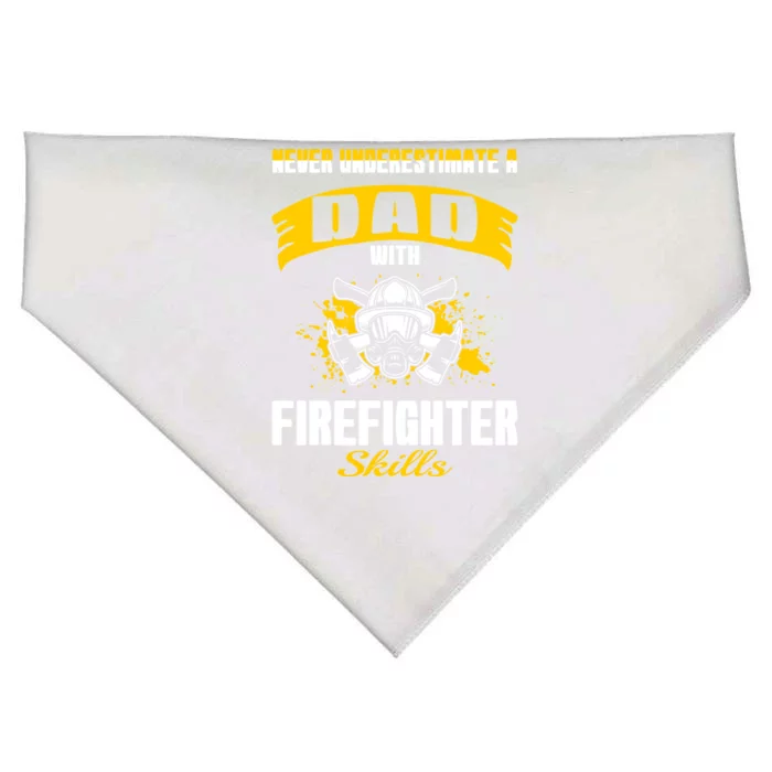 Never Underestimate Dad With Firefighter Skills Gift USA-Made Doggie Bandana