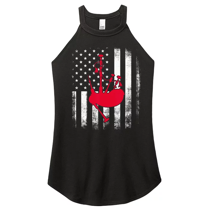 National US Flag American Bagpipe Vintage Highland Pipes Women’s Perfect Tri Rocker Tank