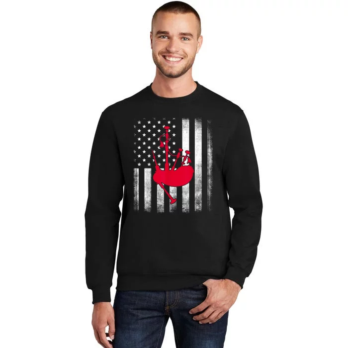 National US Flag American Bagpipe Vintage Highland Pipes Sweatshirt