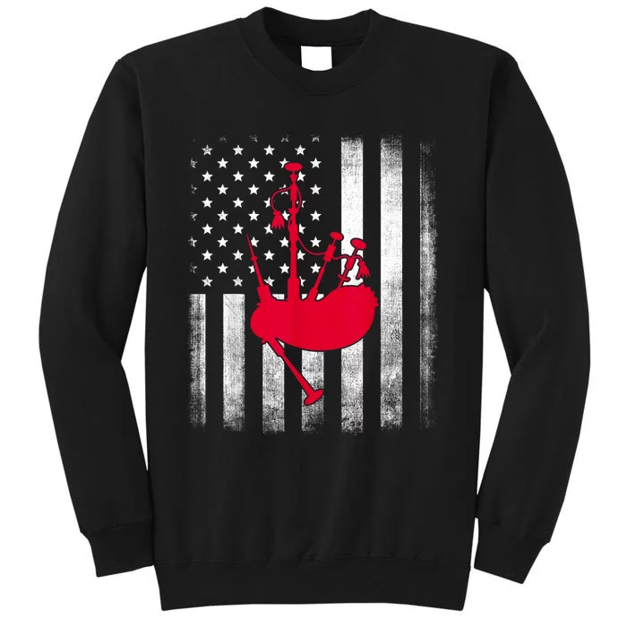 National US Flag American Bagpipe Vintage Highland Pipes Sweatshirt