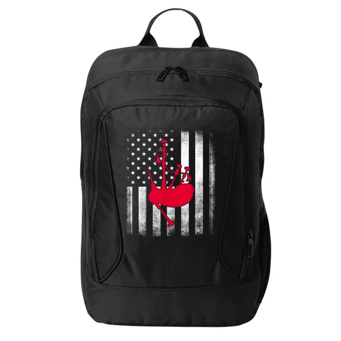 National US Flag American Bagpipe Vintage Highland Pipes City Backpack