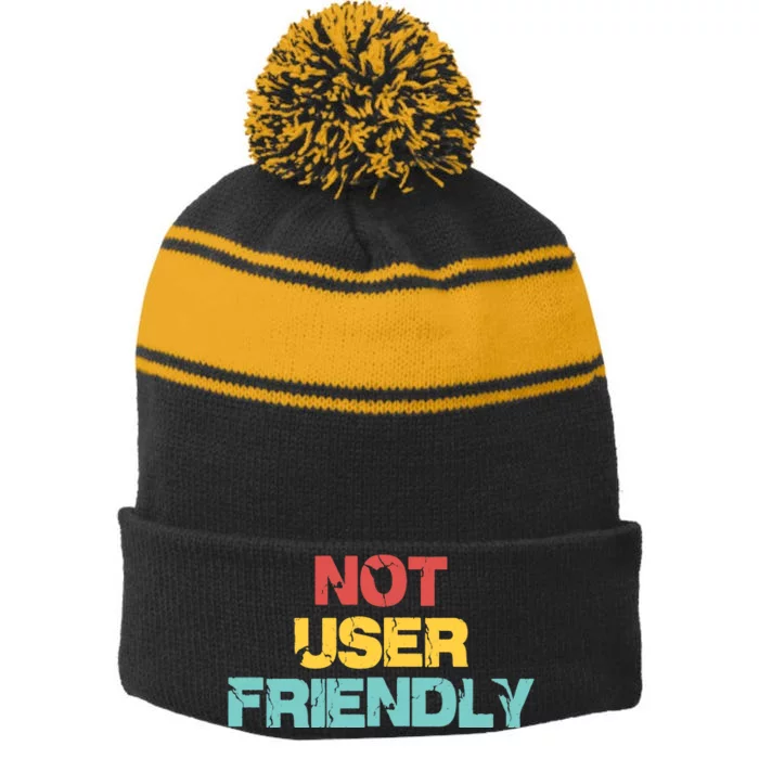 Not User Friendly Stripe Pom Pom Beanie