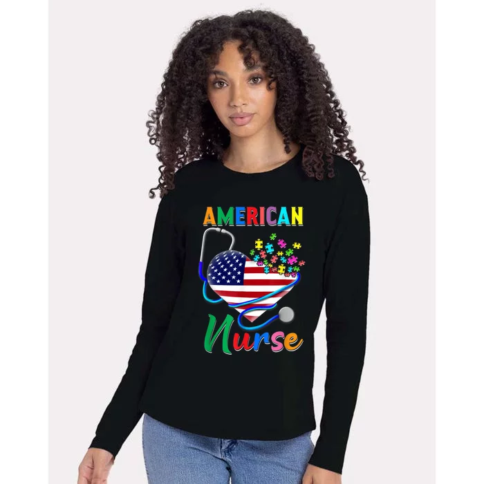 Nurse Usa Flag Nurse Life Nurse Gift For Mom Dad Gift Womens Cotton Relaxed Long Sleeve T-Shirt