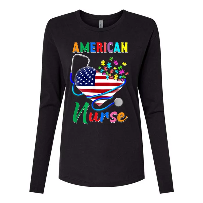 Nurse Usa Flag Nurse Life Nurse Gift For Mom Dad Gift Womens Cotton Relaxed Long Sleeve T-Shirt