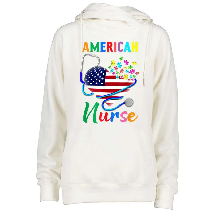 Nurse Usa Flag Nurse Life Nurse Gift For Mom Dad Gift Womens Funnel Neck Pullover Hood