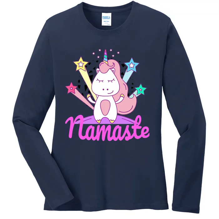 Namaste Unicorn Girl Yoga Ladies Long Sleeve Shirt