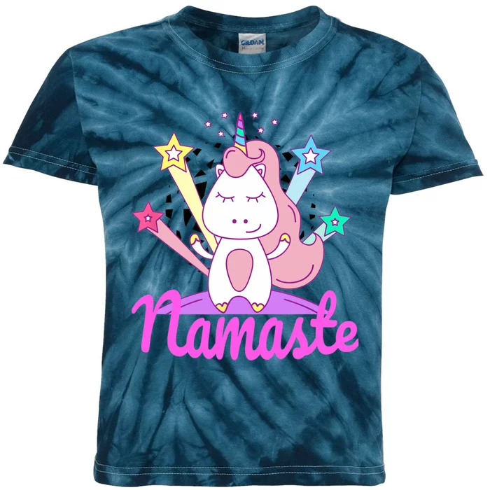 Namaste Unicorn Girl Yoga Kids Tie-Dye T-Shirt