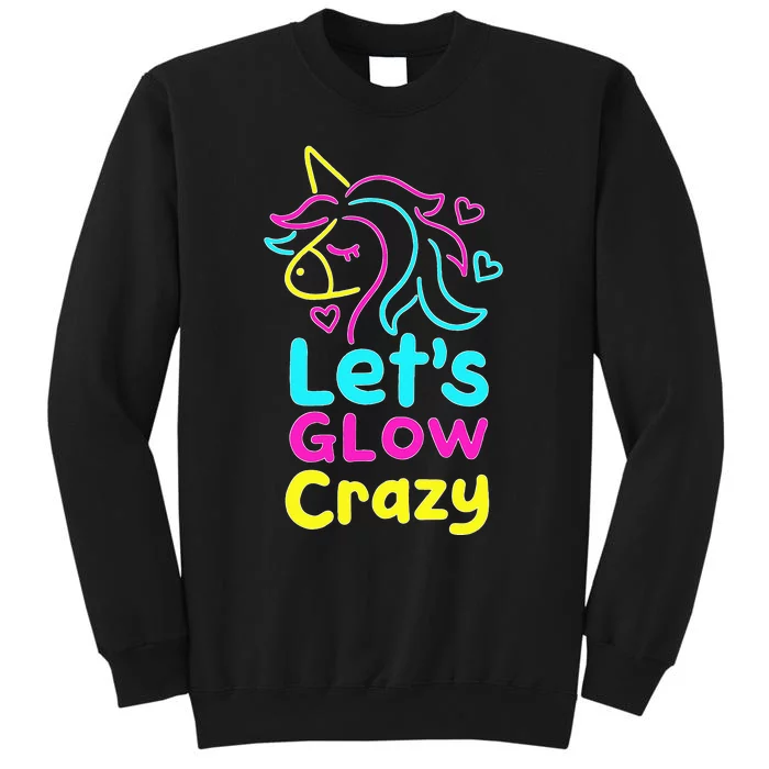 Neon Unicorn Lets Glow Crazy Retro 80s Group Party Squad Sweatshirt