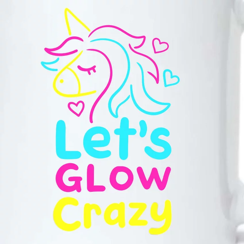 Neon Unicorn Lets Glow Crazy Retro 80s Group Party Squad Black Color Changing Mug