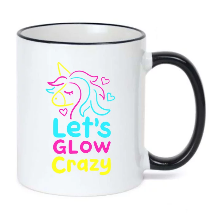 Neon Unicorn Lets Glow Crazy Retro 80s Group Party Squad Black Color Changing Mug