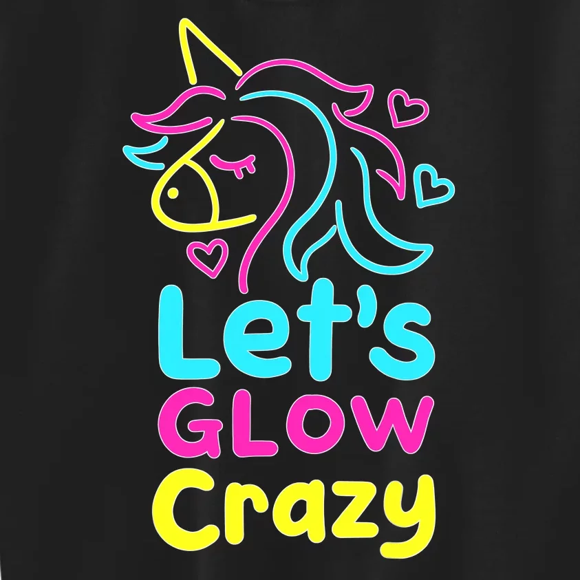 Neon Unicorn Lets Glow Crazy Retro 80s Group Party Squad Kids Sweatshirt