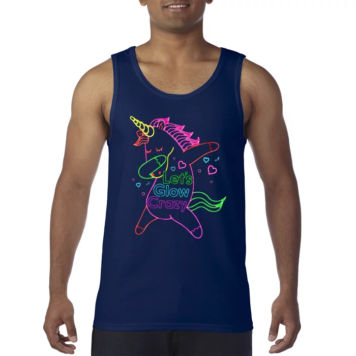 Neon Unicorn Let's Glow Crazy Retro 80s Group Party Squad Tank Top