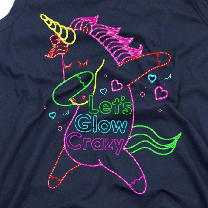 Neon Unicorn Let's Glow Crazy Retro 80s Group Party Squad Tank Top