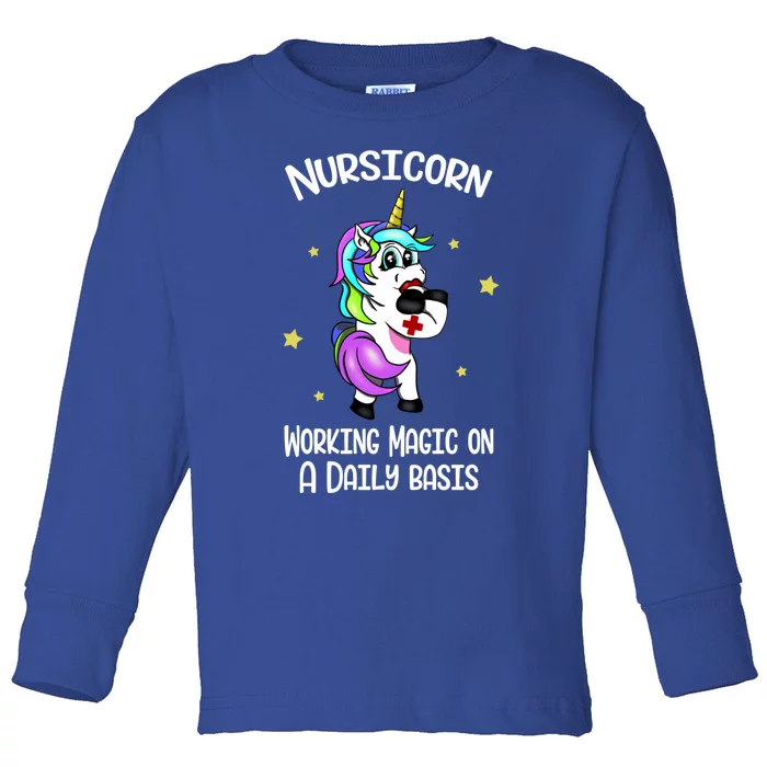 Nurse Unicorn Medical Assistant Nursicorn Scrub Nursing Gift Toddler Long Sleeve Shirt