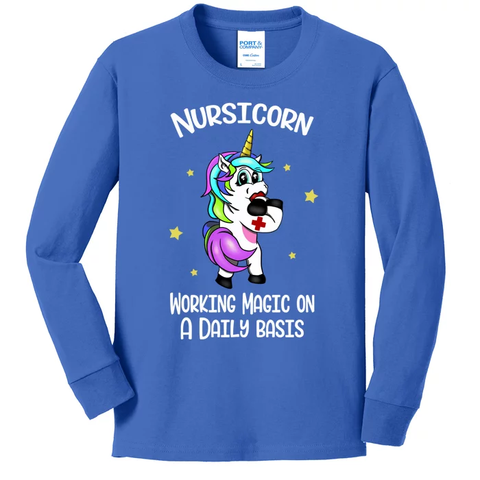 Nurse Unicorn Medical Assistant Nursicorn Scrub Nursing Gift Kids Long Sleeve Shirt