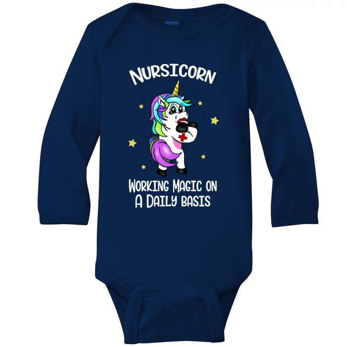 Nurse Unicorn Medical Assistant Nursicorn Scrub Nursing Gift Baby Long Sleeve Bodysuit