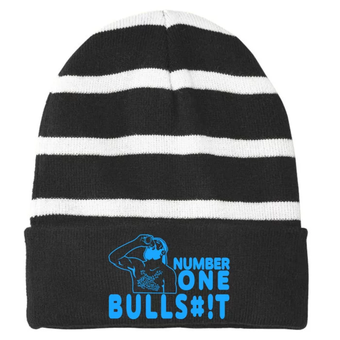 Number One Bullshit Striped Beanie with Solid Band