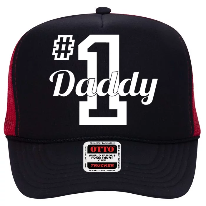 Number One Dad High Crown Mesh Trucker Hat