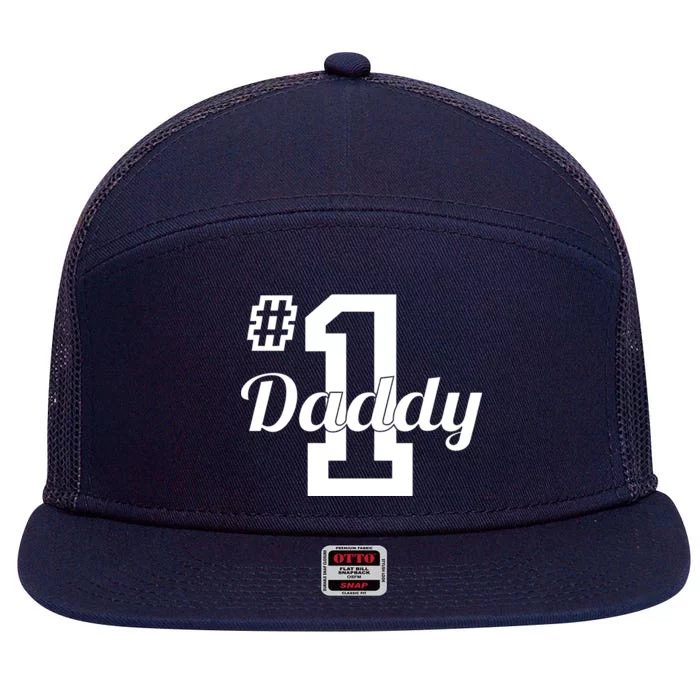 Number One Dad 7 Panel Mesh Trucker Snapback Hat