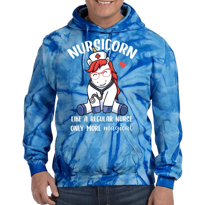 Nursicorn Unicorn Nurse Nursing Magical Rn Gift Tie Dye Hoodie