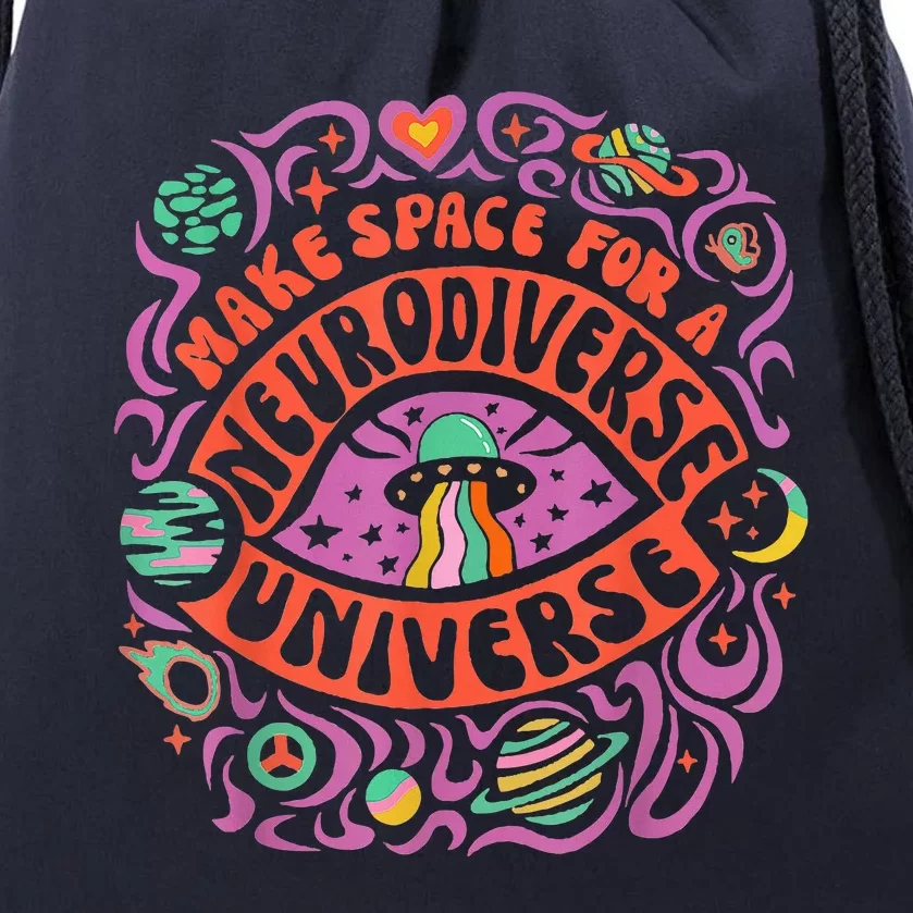 Neurodiverse Universe Neurodiversity Adhd Autism Awareness Drawstring Bag