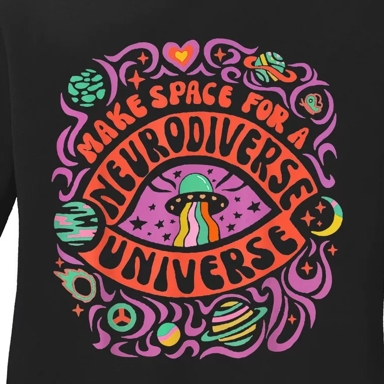 Neurodiverse Universe Neurodiversity Adhd Autism Awareness Ladies Long Sleeve Shirt