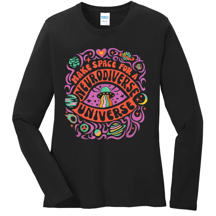 Neurodiverse Universe Neurodiversity Adhd Autism Awareness Ladies Long Sleeve Shirt