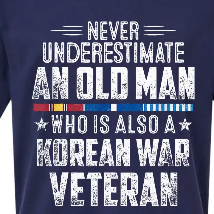 Never Underestimate OLD MAN Korean War Veteran Grandpa Sueded Cloud Jersey T-Shirt