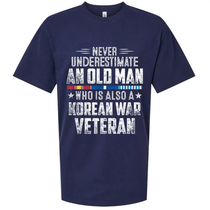 Never Underestimate OLD MAN Korean War Veteran Grandpa Sueded Cloud Jersey T-Shirt