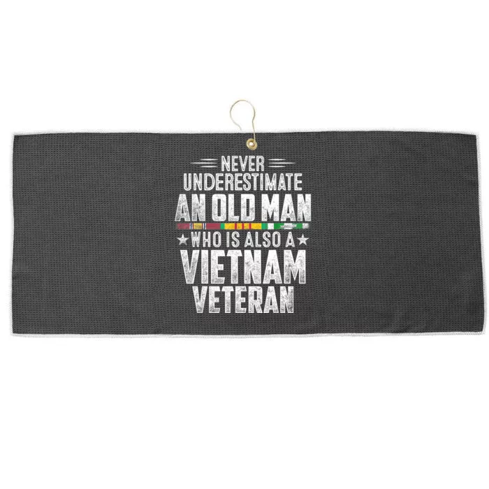 Never Underestimate OLD MAN Vietnam Veteran Dad Grandpa Large Microfiber Waffle Golf Towel