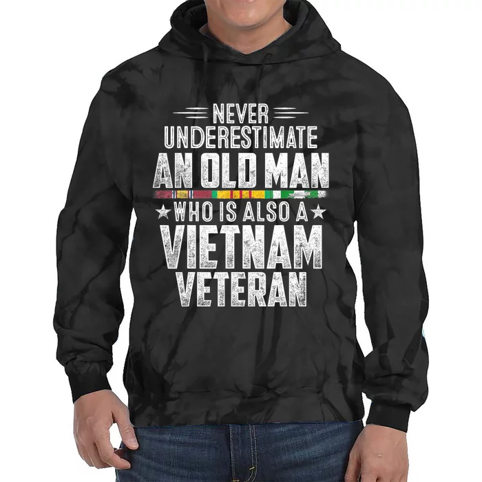 Never Underestimate OLD MAN Vietnam Veteran Dad Grandpa Tie Dye Hoodie