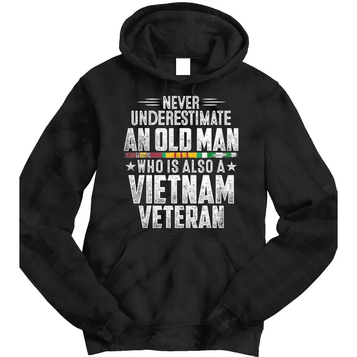 Never Underestimate OLD MAN Vietnam Veteran Dad Grandpa Tie Dye Hoodie