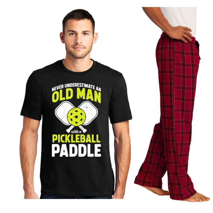 Never Underestimate Old Man Funny Pickleball Paddle Gift Pajama Set