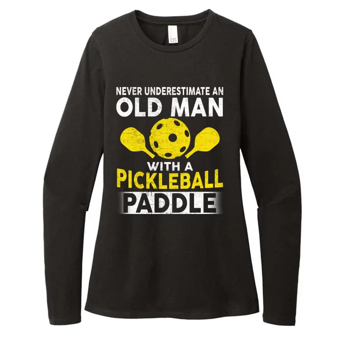 Never Underestimate Old Man With Pickleball Paddle Womens CVC Long Sleeve Shirt