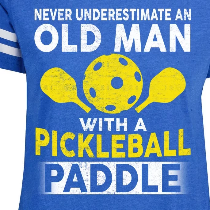 Never Underestimate Old Man With Pickleball Paddle Enza Ladies Jersey Football T-Shirt