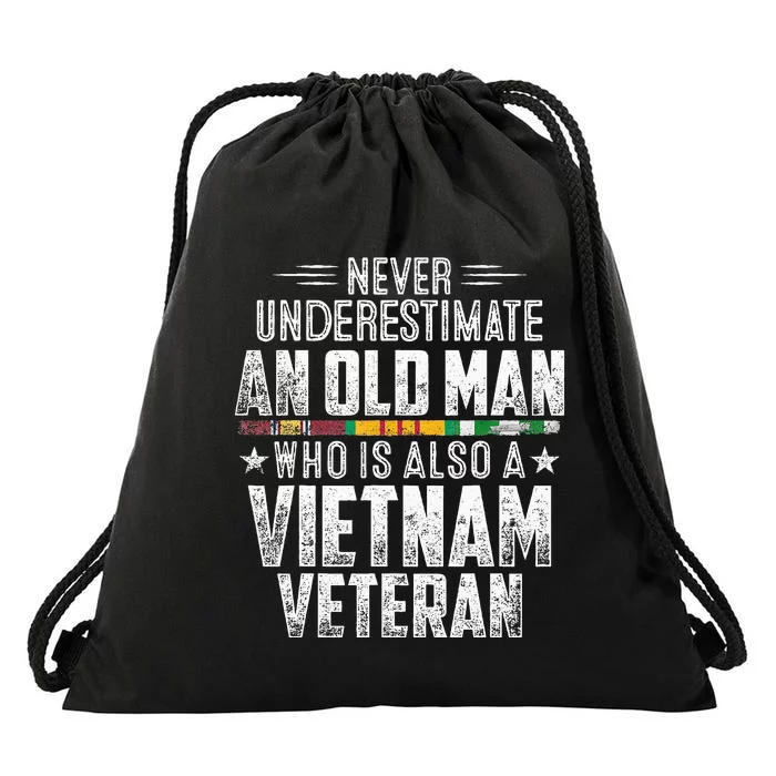 Never Underestimate OLD MAN Vietnam Veteran Dad Grandpa Drawstring Bag