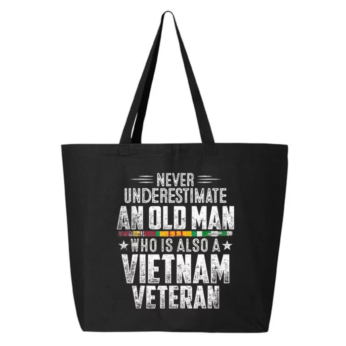 Never Underestimate OLD MAN Vietnam Veteran Dad Grandpa 25L Jumbo Tote