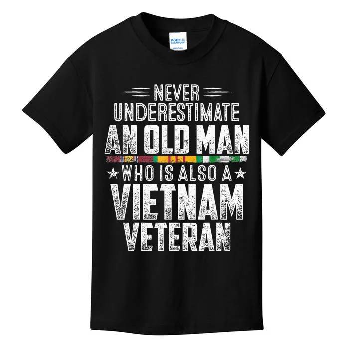 Never Underestimate OLD MAN Vietnam Veteran Dad Grandpa Kids T-Shirt