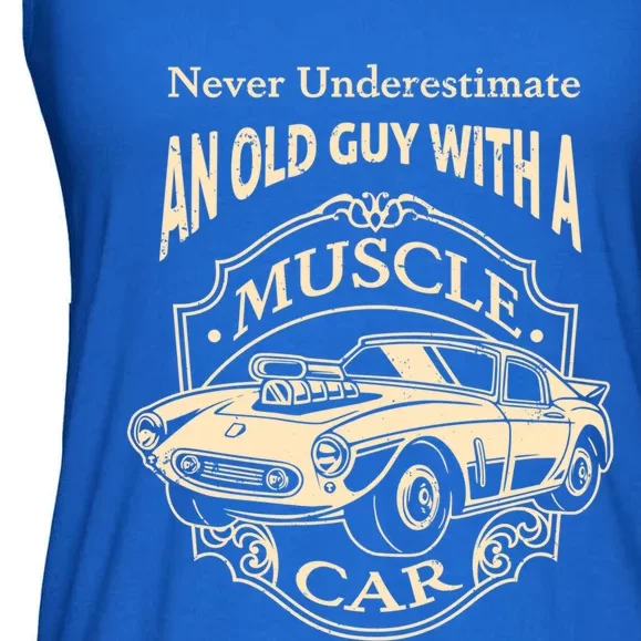 Never Underestimate Old Guy With A Muscle Car Classic Cars Gift Ladies Essential Flowy Tank