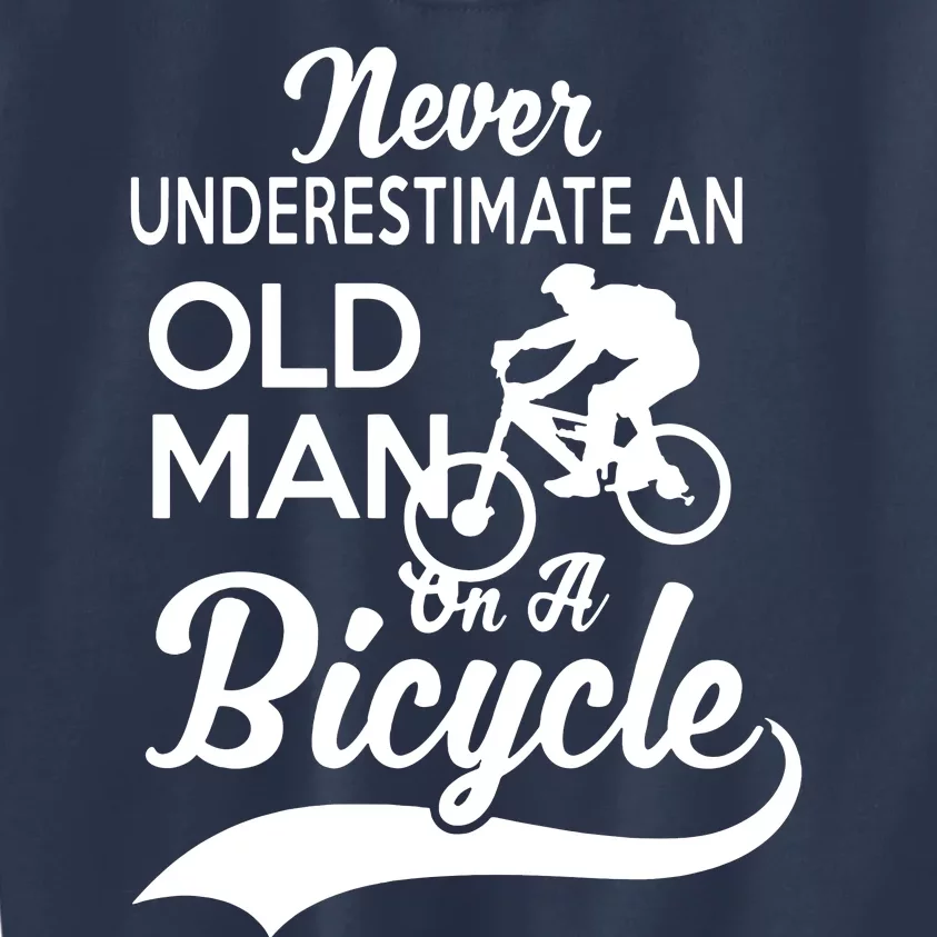 Never Underestimate Old Man Bicycle Kids Sweatshirt