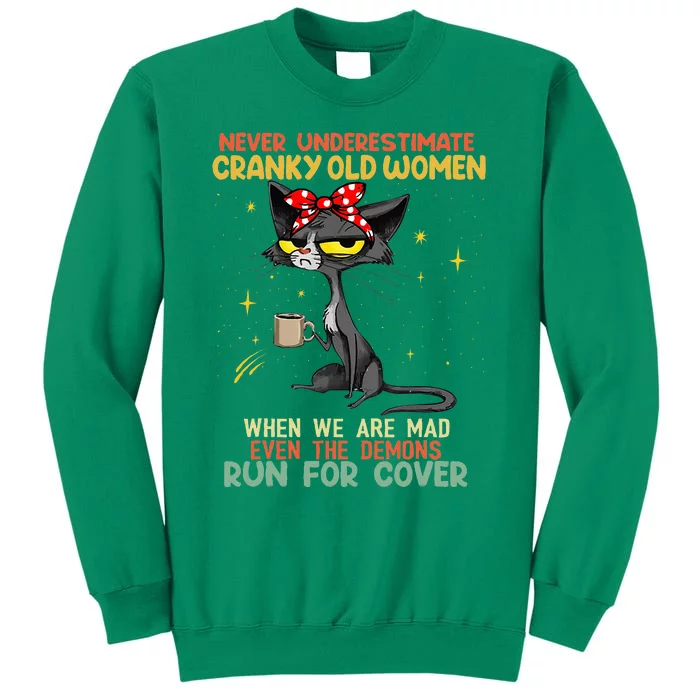 Never Underestimate Old Cranky Women Funny Cat Sweatshirt