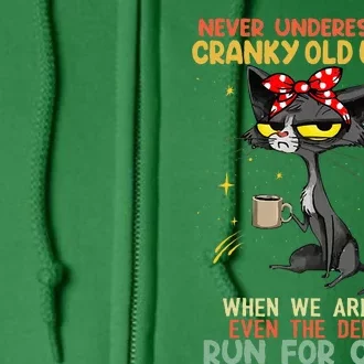 Never Underestimate Old Cranky Women Funny Cat Full Zip Hoodie