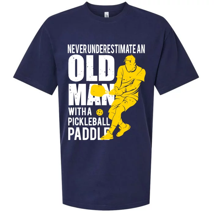 Never Underestimate Old Man With Pickleball Paddle Sueded Cloud Jersey T-Shirt